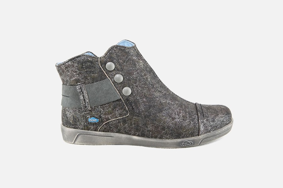 Women Cloud Footwear | Cloud Footwear - Aline Dark Silver Ankle Boots On Labotte