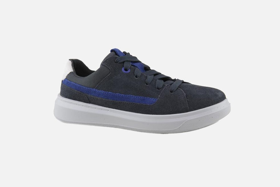 Boys Superfit | Superfit - Hooray Lace Grey Blue Lace-Up Shoes On Labotte
