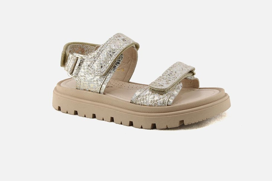 Girls Romagnoli | Romagnoli - Tina Beige Et Or Sandals On Labotte