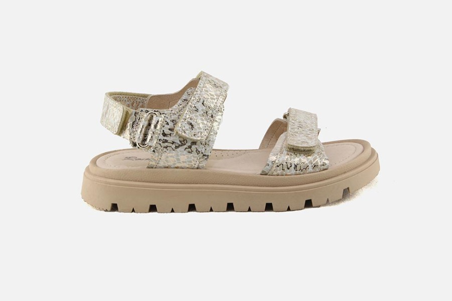 Girls Romagnoli | Romagnoli - Tina Beige Et Or Sandals On Labotte