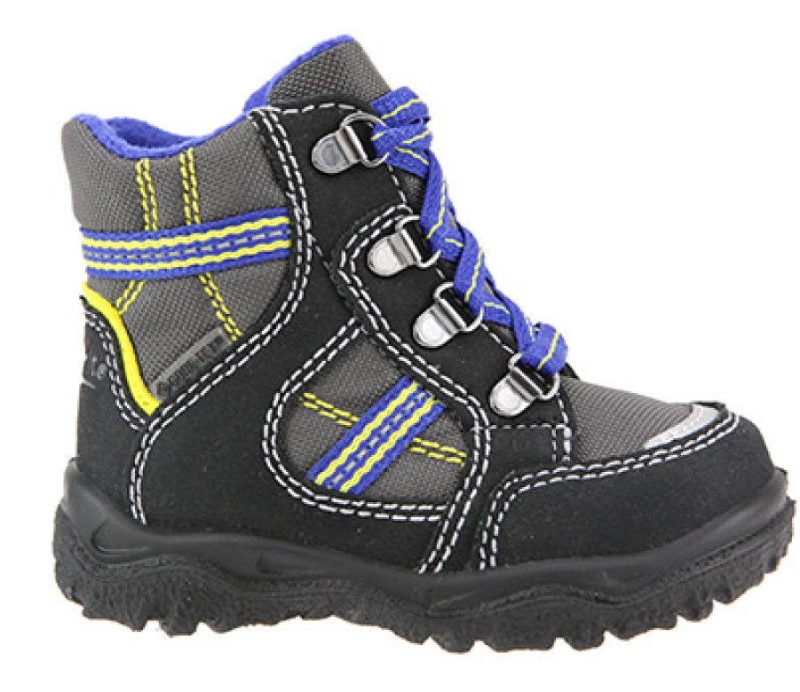 Boys Superfit | Superfit - Wald Black Grey Lace-Up Boots On Labotte