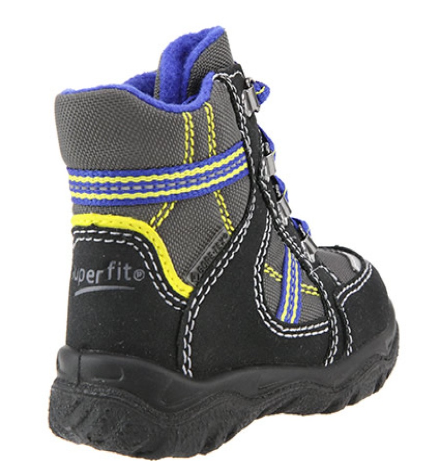 Boys Superfit | Superfit - Wald Black Grey Lace-Up Boots On Labotte