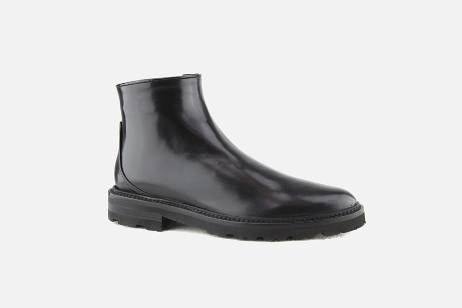 Women Lorenzo Masiero | Lorenzo Masiero - Land Lisse Noir Ankle Boots On Labotte