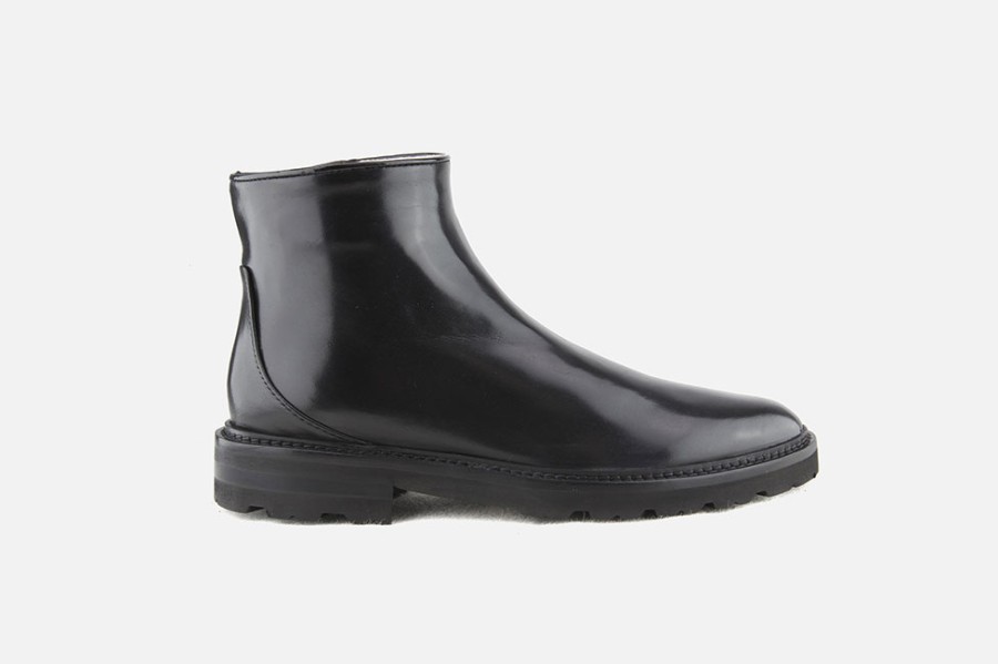 Women Lorenzo Masiero | Lorenzo Masiero - Land Lisse Noir Ankle Boots On Labotte