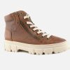 Women Paul Green | Paul Green - Powder Tan Vintage Lace-Up Boots On Labotte