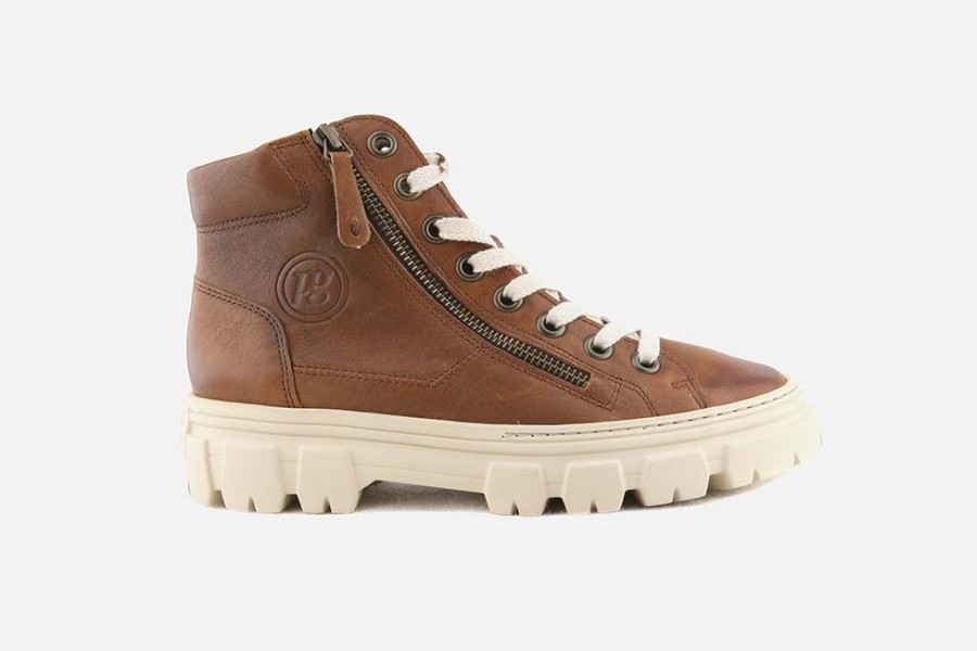 Women Paul Green | Paul Green - Powder Tan Vintage Lace-Up Boots On Labotte