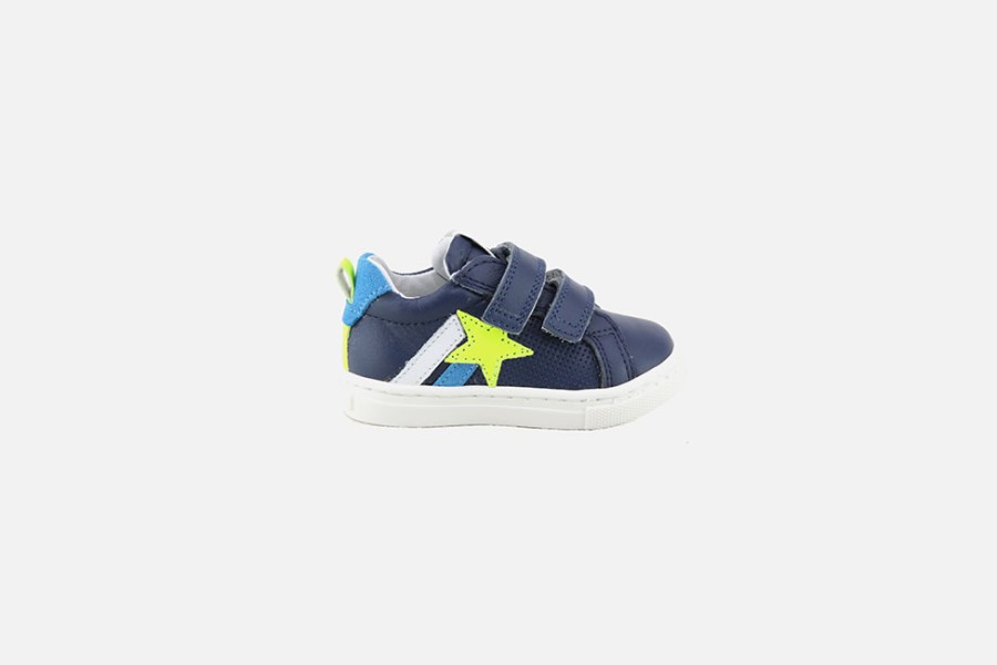 Boys Romagnoli | Romagnoli - Larry Scratch Star Bleu Velcro Shoes On Labotte