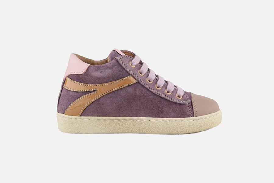 Girls Romagnoli | Romagnoli - Allegria Blush Purple Lace-Up Boots On Labotte