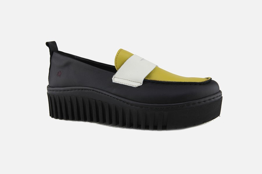 Women Art | Art - Art Brighton Moc Black Cream Loafers On Labotte