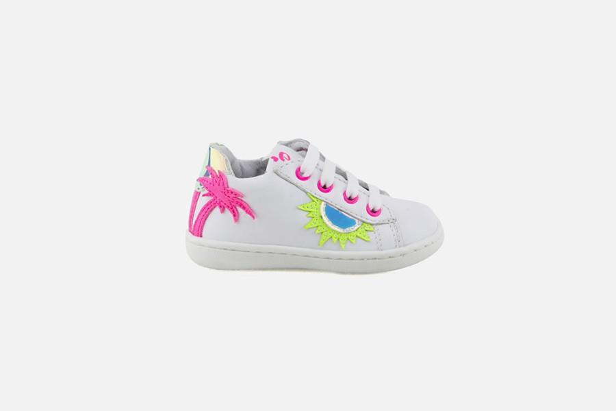 Girls Romagnoli | Romagnoli - Au Soleil Blanc Fluo Lace-Up Shoes On Labotte