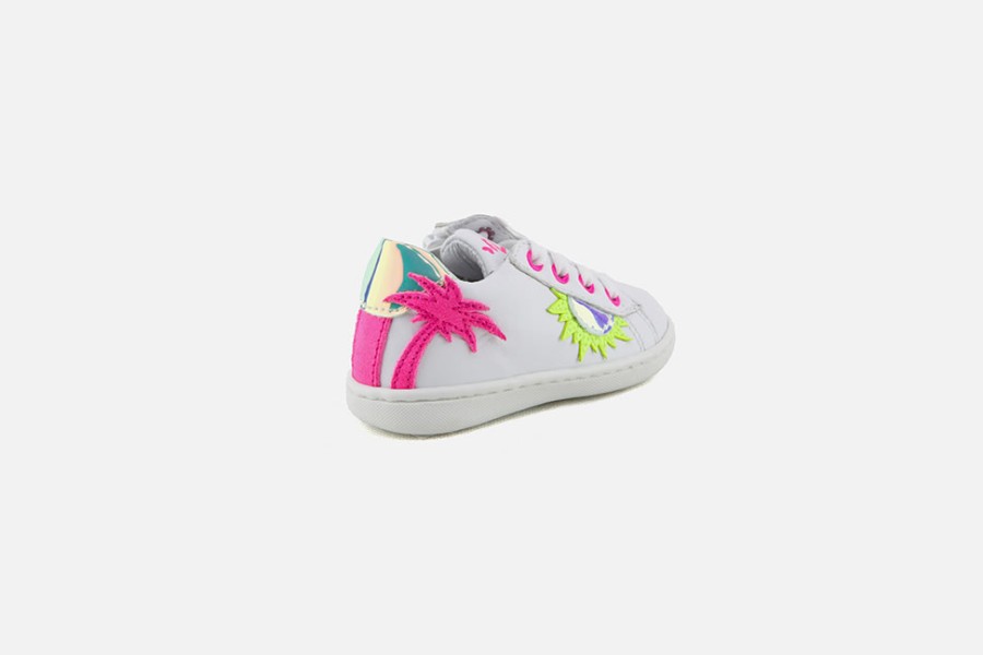 Girls Romagnoli | Romagnoli - Au Soleil Blanc Fluo Lace-Up Shoes On Labotte