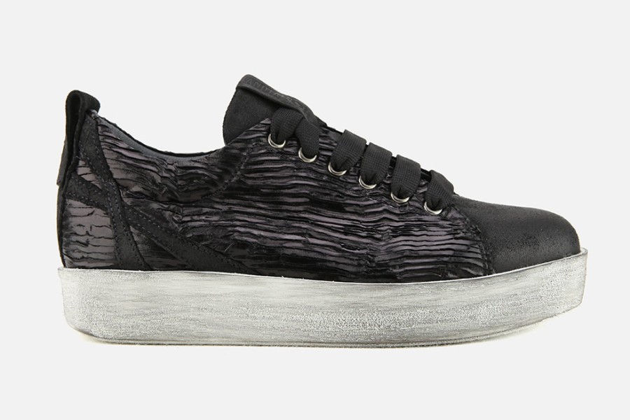 Women Andiafora | Andiafora - Aris Noir Plisse Sneakers On Labotte