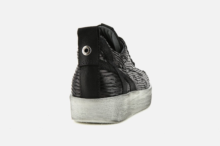 Women Andiafora | Andiafora - Aris Noir Plisse Sneakers On Labotte