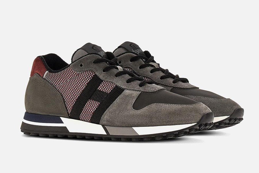 Men Hogan | Hogan - Hogan H383 Grey Wine Sneakers On Labotte