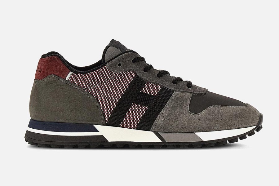 Men Hogan | Hogan - Hogan H383 Grey Wine Sneakers On Labotte