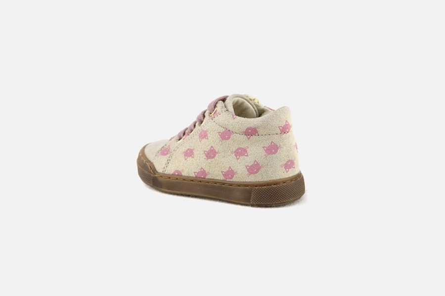Girls Falcotto | Falcotto - Caty Cat Pink Platine Lace-Up Boots On Labotte