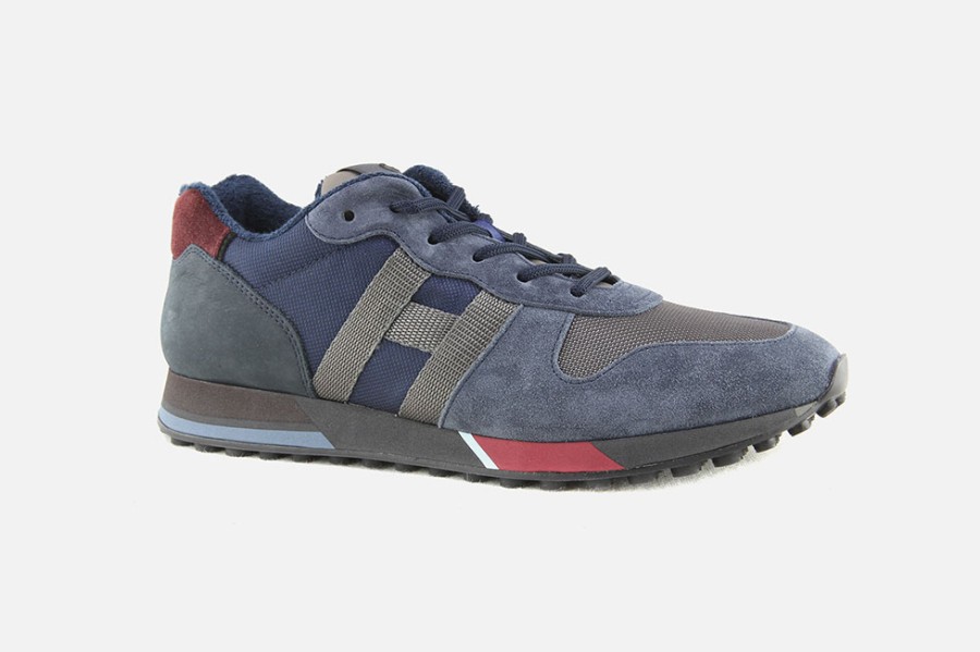 Men Hogan | Hogan - Hogan H383 Navy Smoke Sneakers On Labotte