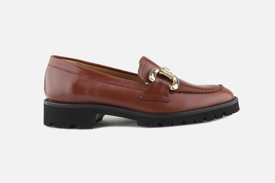 Women Jhay | Jhay - Vedette Lisse Marron Loafers On Labotte