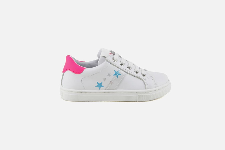 Girls Romagnoli | Romagnoli - Ophelia Blanc Star Lace-Up Shoes On Labotte