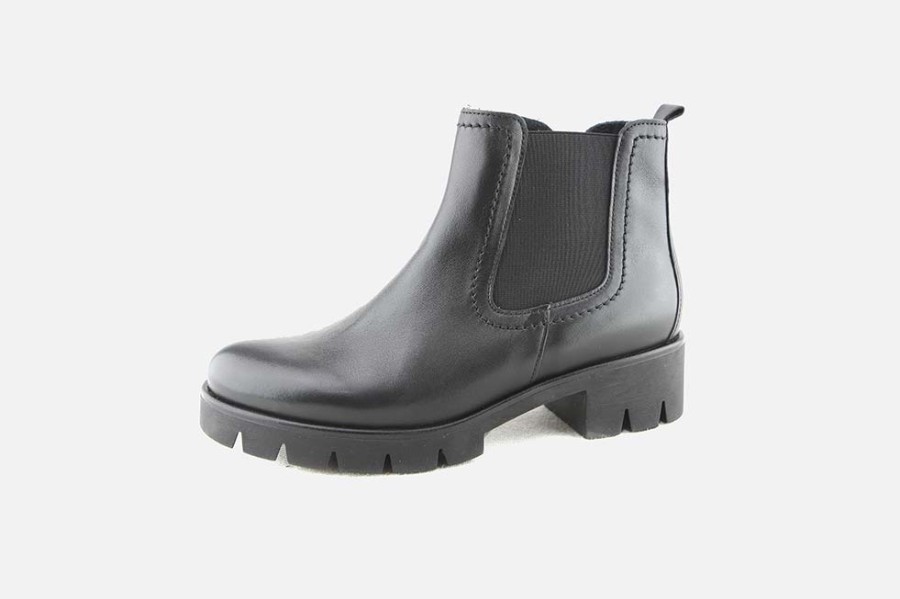 Women Gabor | Gabor - Hematite Lisse Noir Ankle Boots On Labotte