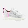 Girls Acebos | Acebos - Billie Silver Pink Velcro Shoes On Labotte