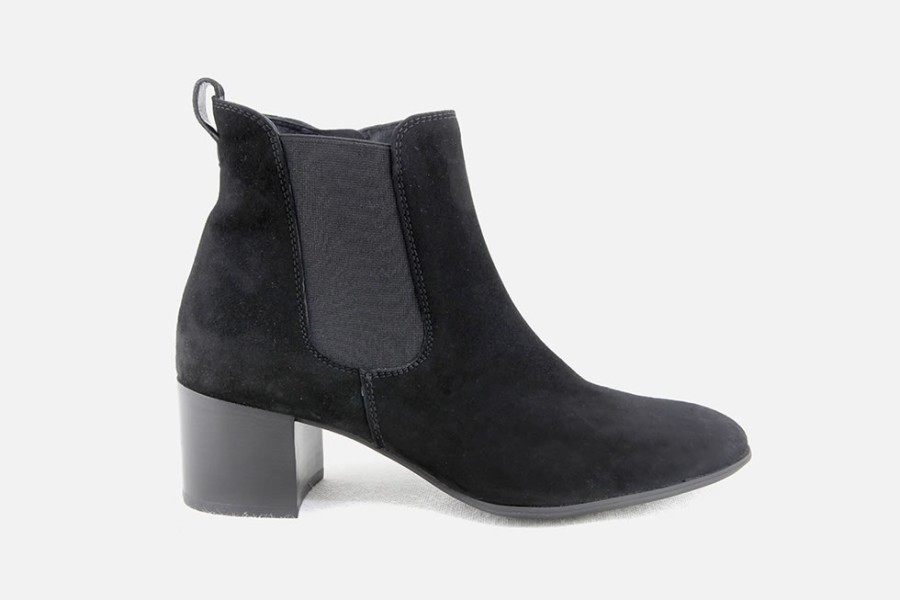 Women Paul Green | Paul Green - Parfaite Daim Noir Ankle Boots On Labotte