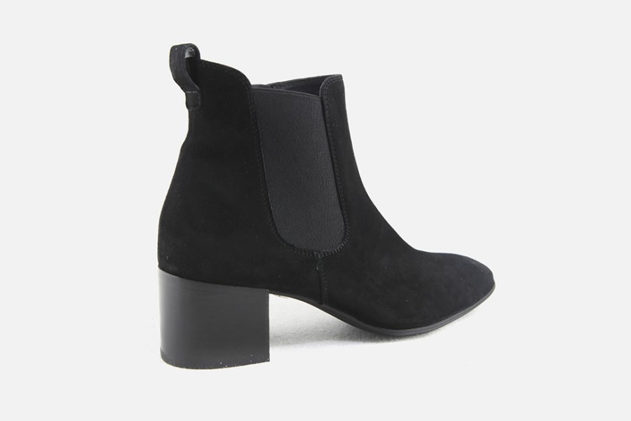 Women Paul Green | Paul Green - Parfaite Daim Noir Ankle Boots On Labotte