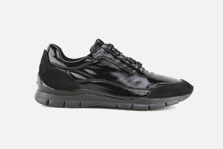 Women Geox | Geox - Sukie Black Lack Sneakers On Labotte