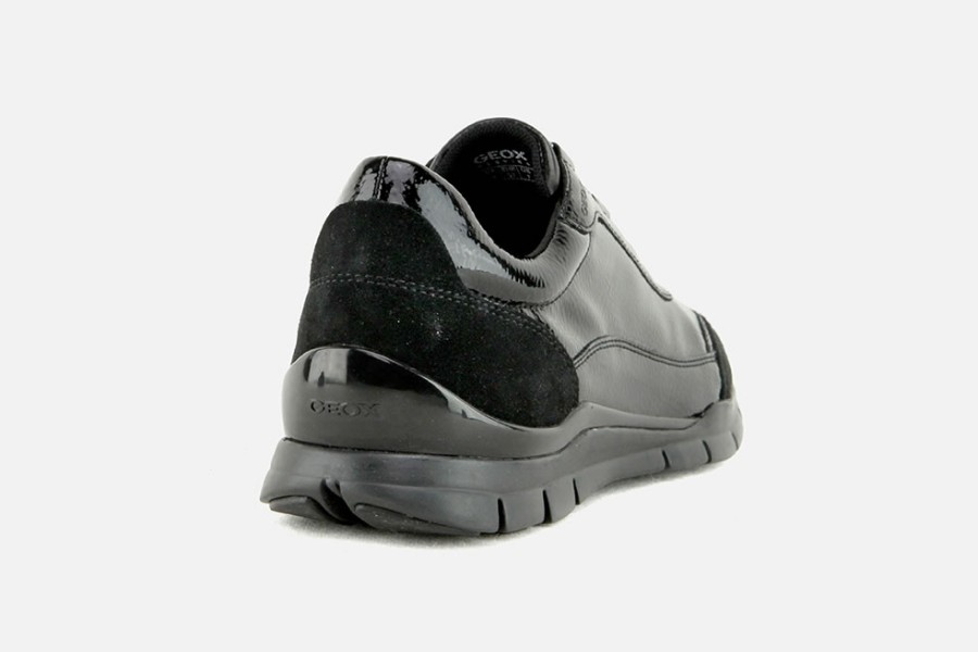 Women Geox | Geox - Sukie Black Lack Sneakers On Labotte