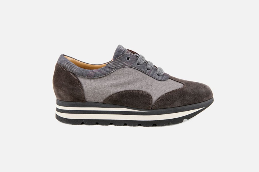 Women Torlasco | Torlasco - Titan Choco Taupe Gris Sneakers On Labotte