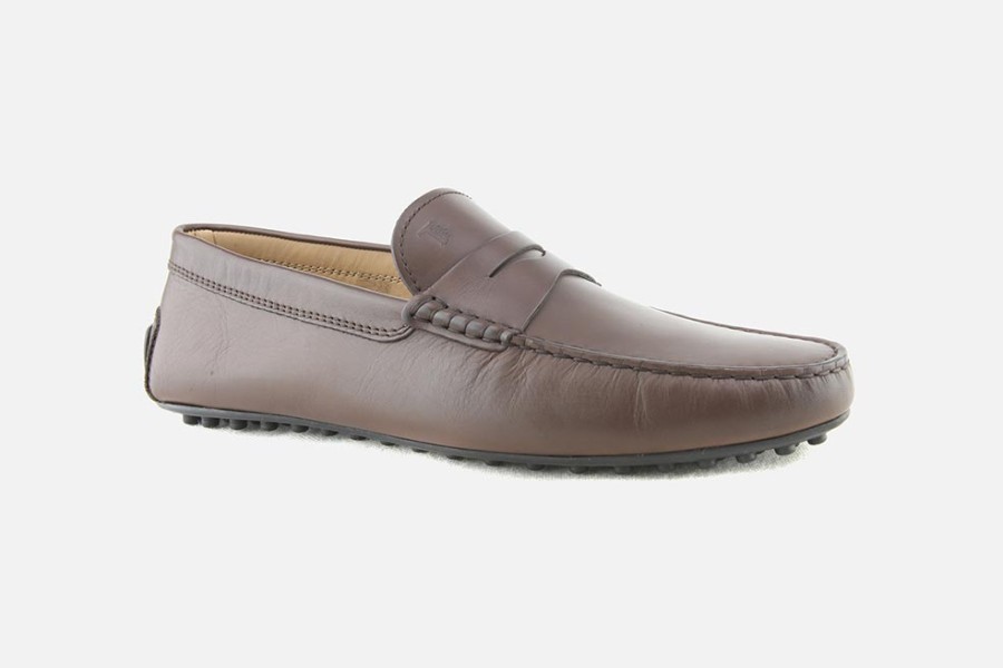 Men Tod's | Tod'S - City Gommino Lisse Marron Loafers On Labotte