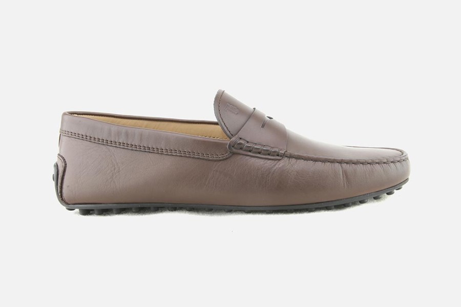 Men Tod's | Tod'S - City Gommino Lisse Marron Loafers On Labotte