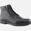 Men Geox | Geox - Terence Hi Zip Black Lace-Up Boots On Labotte