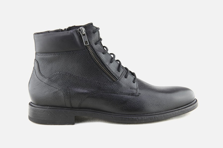 Men Geox | Geox - Terence Hi Zip Black Lace-Up Boots On Labotte