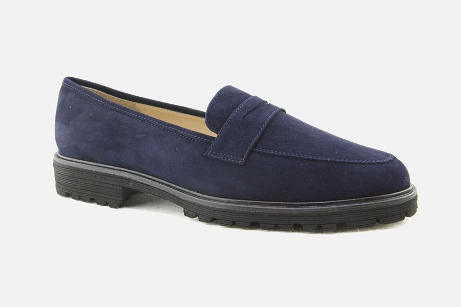 Women Brunate | Brunate - Balade Daim Bleu Loafers On Labotte