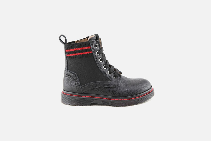 Girls Romagnoli | Romagnoli - Londra Noir Rouge Lace-Up Boots On Labotte