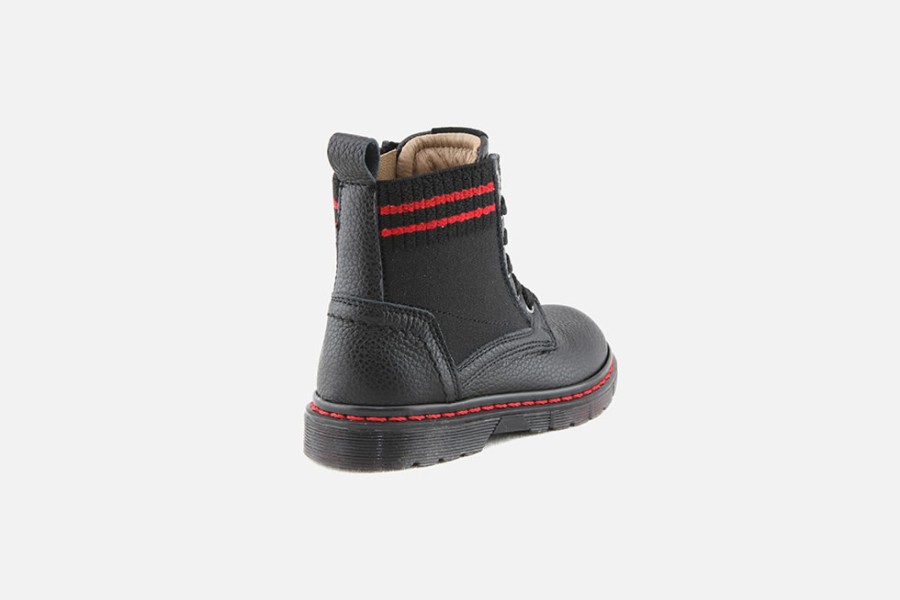 Girls Romagnoli | Romagnoli - Londra Noir Rouge Lace-Up Boots On Labotte