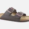 Men Birkenstock | Birkenstock - Arizona Natural Dk Brown Sandals On Labotte