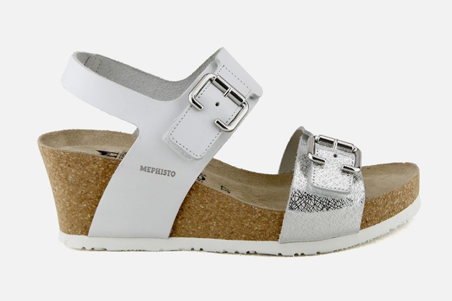 Women Mephisto | Mephisto - Lissandra Blanc Argent Sandals On Labotte