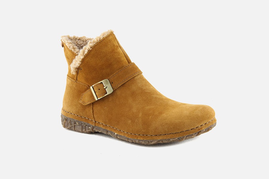 Women El Naturalista | El Naturalista - Angkor Buckle Boots Fur Toffee Ankle Boots On Labotte