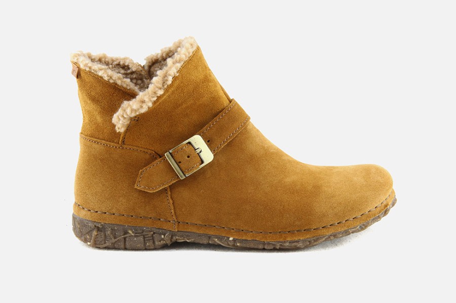 Women El Naturalista | El Naturalista - Angkor Buckle Boots Fur Toffee Ankle Boots On Labotte