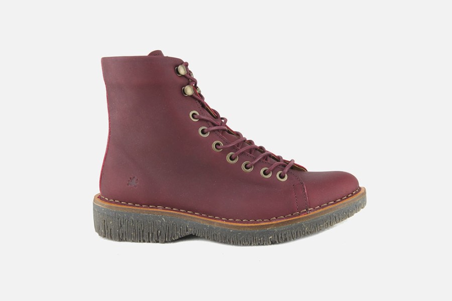 Women El Naturalista | El Naturalista - Volcano Hi Lace Cherry Lace-Up Boots On Labotte
