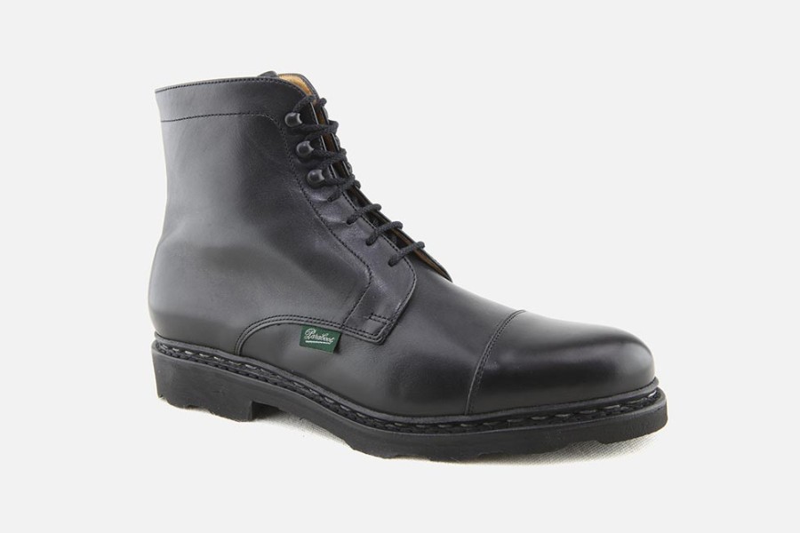 Women Paraboot | Paraboot - Clamart Lisse Noir Lace-Up Boots On Labotte