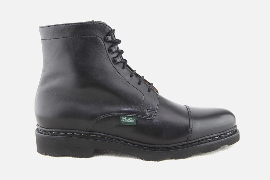 Women Paraboot | Paraboot - Clamart Lisse Noir Lace-Up Boots On Labotte