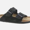 Women Birkenstock | Birkenstock - Arizona Sfb Velour Black Sandals On Labotte