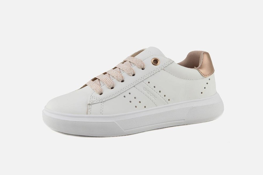 Girls Geox | Geox - Nettuno Lace Zip White Lace-Up Shoes On Labotte