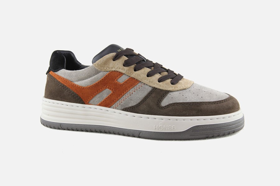 Men Hogan | Hogan - Hogan H630 Brown Taupe Rust Sneakers On Labotte