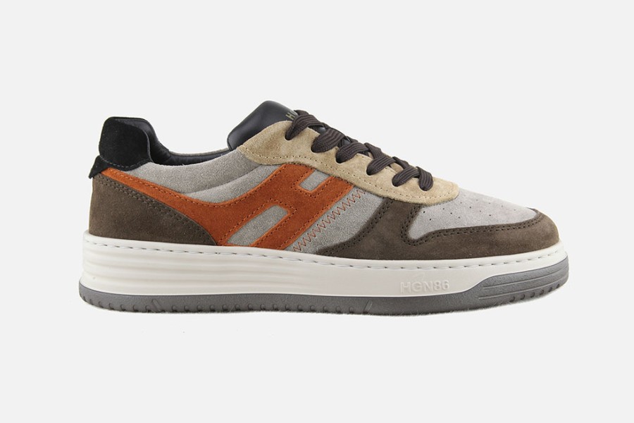Men Hogan | Hogan - Hogan H630 Brown Taupe Rust Sneakers On Labotte