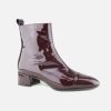 Women Le Gazzelle | Le Gazzelle - Booster Lack Burgundy Ankle Boots On Labotte