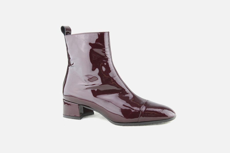 Women Le Gazzelle | Le Gazzelle - Booster Lack Burgundy Ankle Boots On Labotte